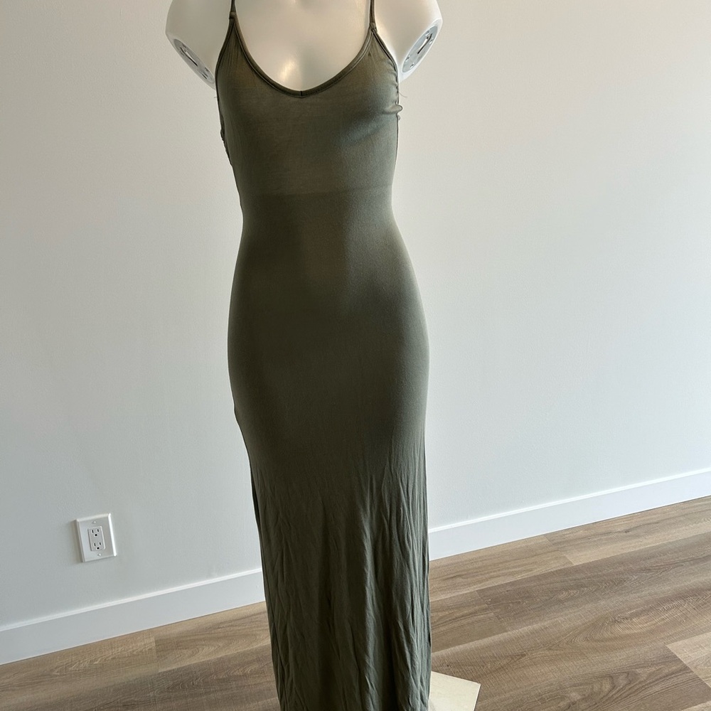 Green backless maxi summer dress